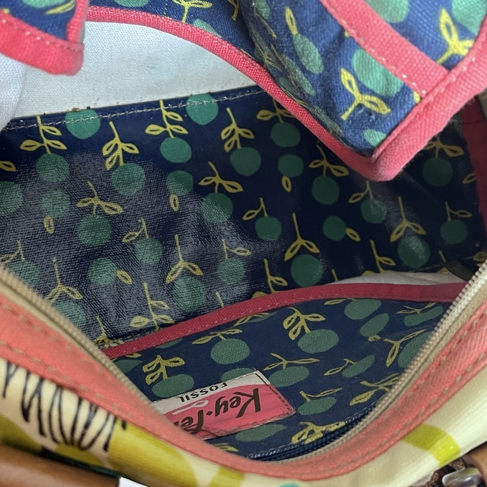 Fossil Keyper Y2K Crossbody Coated Canvas Floral Satchel Bag Colorful Artsy - Picture 10 of 12